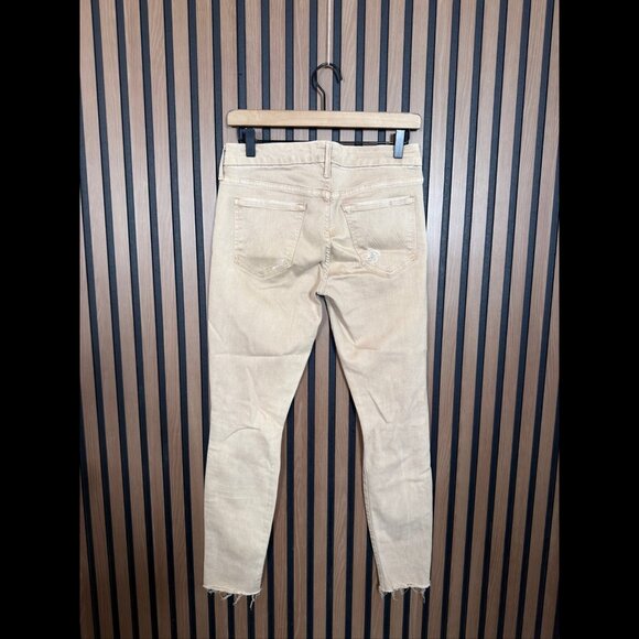 Mother Jeans 28 Womens Beige Khaki Stretch Skinny Ankle Fray Low Rise - Picture 2 of 10
